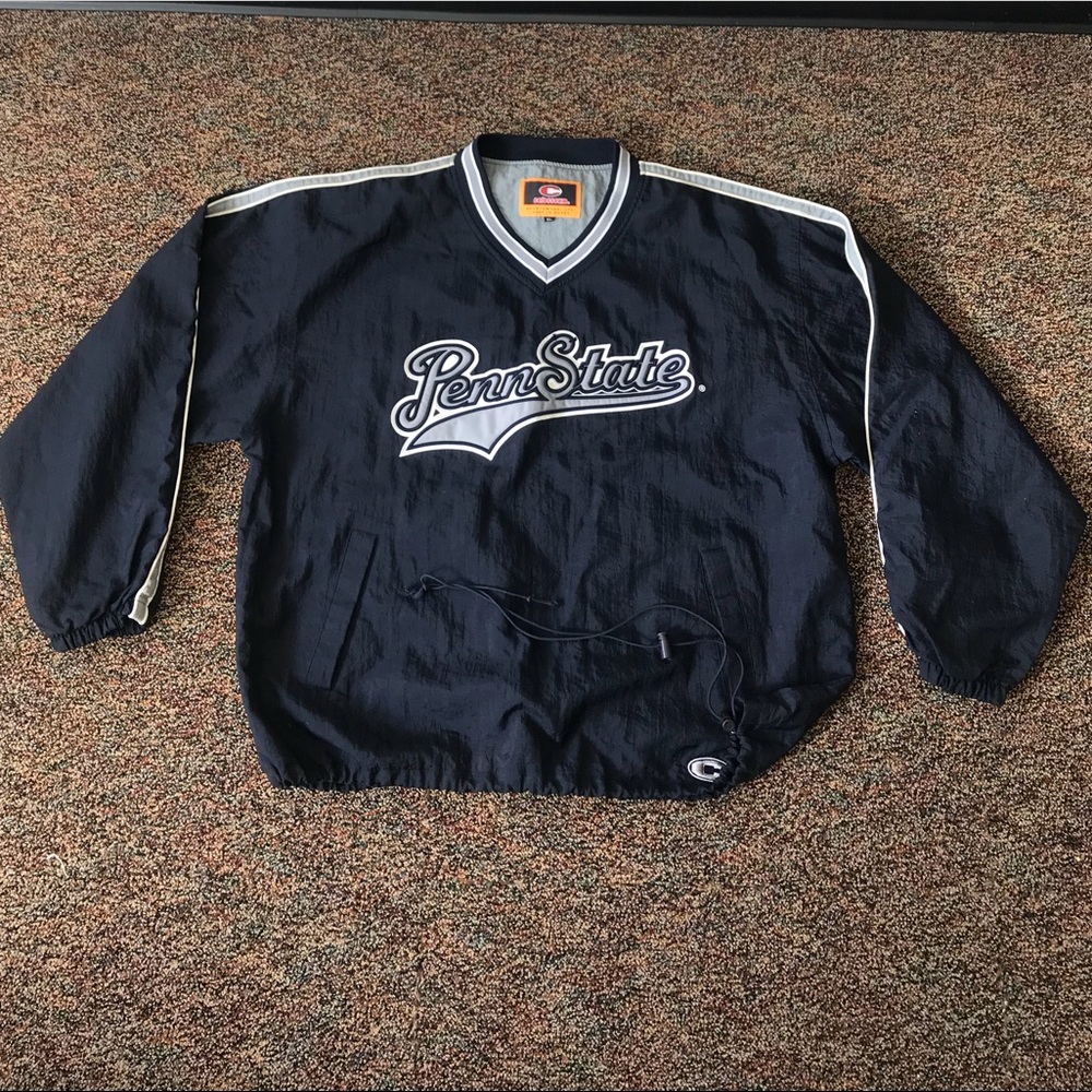 Gray and navy blue PENN state pullover